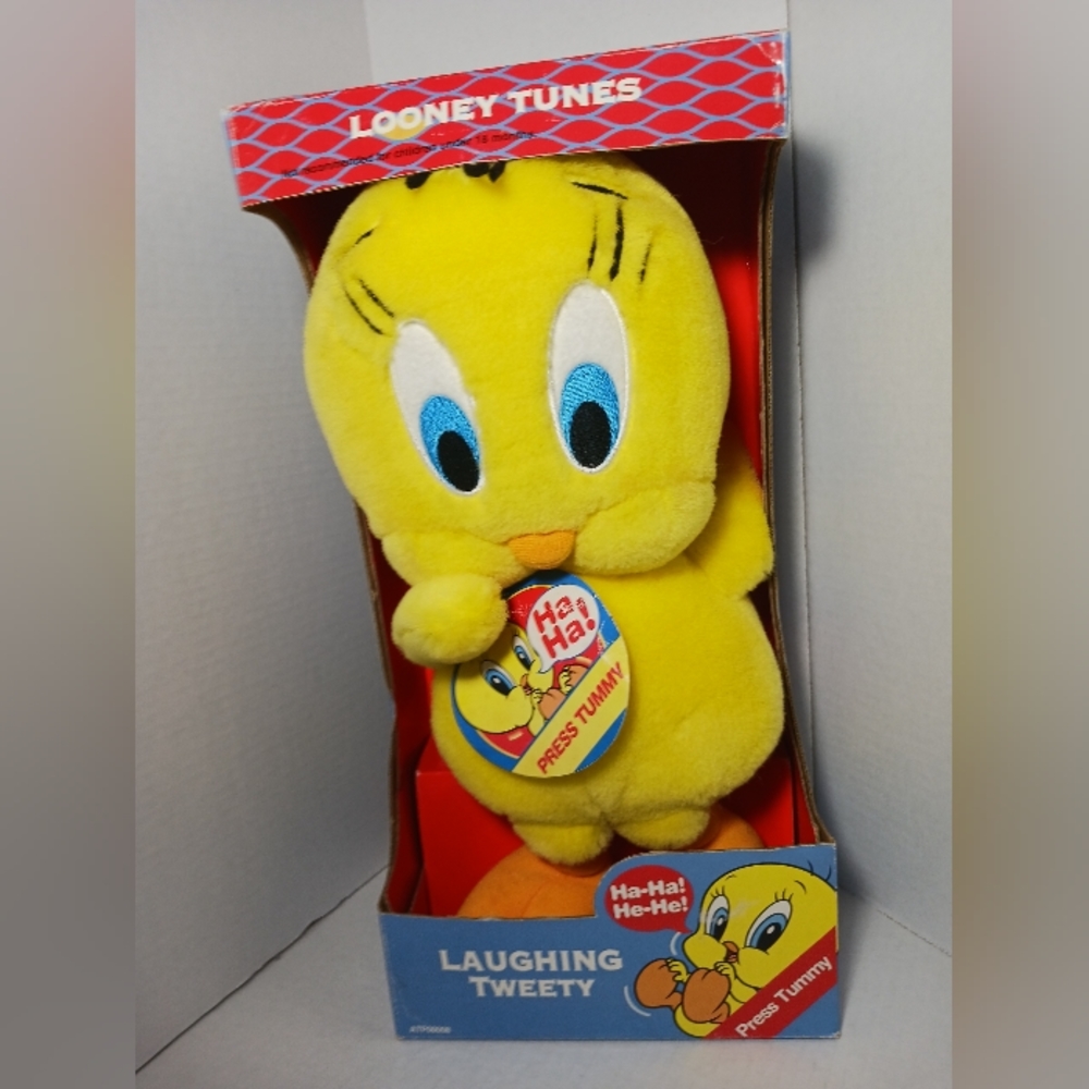Vintage Looney Tunes Laughing Tweety 1998 Warner Bros. Studio Store 16"  WORKS